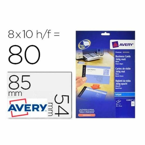 Termisk papirrulle Avery C32015-10E Hvid (10 enheder)