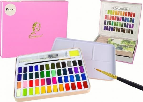 Kit för målning Leantoys - 16108 - Konstnärsset 48 tillbehör för akvarellmålning