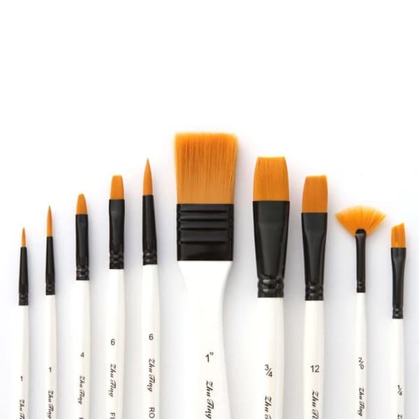Cenpek Paint Set 10 delar Akryl Pensel Set med skrapa och svamp för nybörjare, proffs och konstnärer