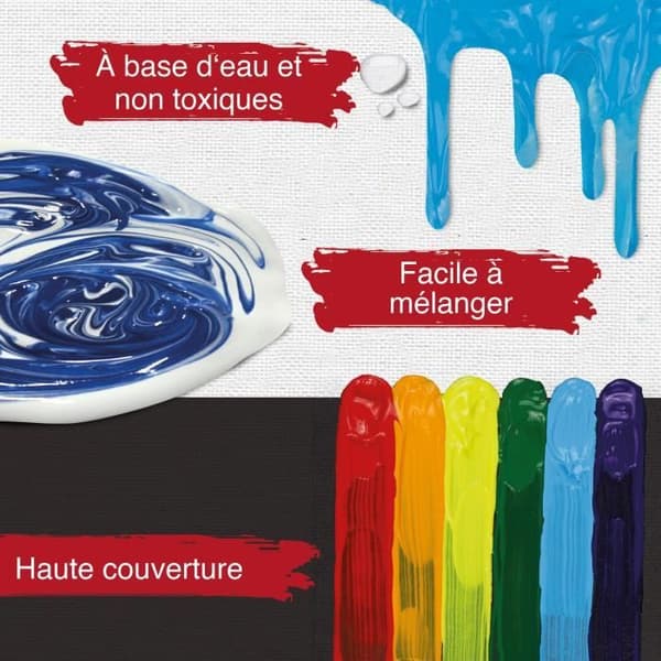 Artina Paint Kit 27st Bergamo - 10 akrylfärger à 75ml, 4 metalliska färger, set med 10 penslar, 1 blandningspalett