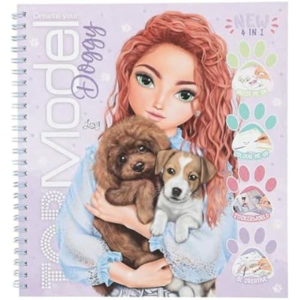 Målarbok - Depesche - TOPModel Skapa Din Hund - 40 Sidor - 5 Ark med Klistermärken - Flerfärgad