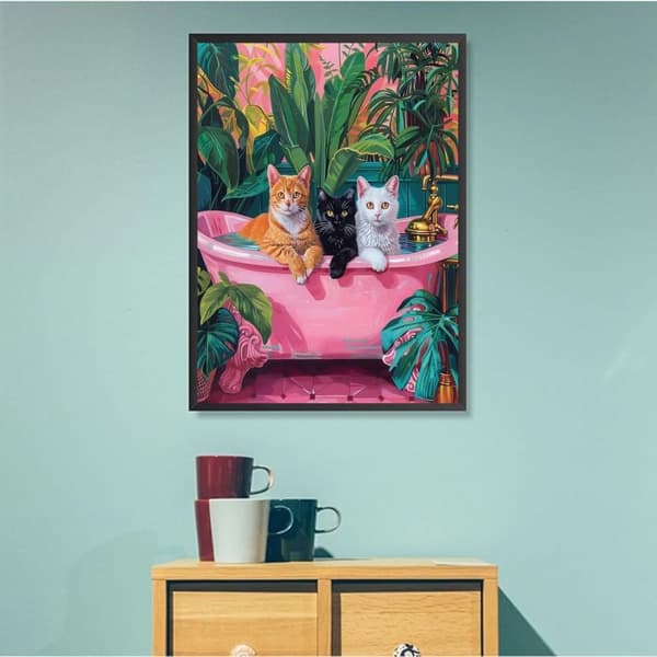 Bomclap 5D timanttimaalaus musta kissa timanttimaalaus – täysi pora tee-se-itse-taidetta 30×40cm