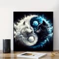 Miniatyrbillede 3 af 7: Bomclap 5D diamantmaleri Yin Yang Wolf – DIY diamantmaleri rund boremaskine 35×35cm