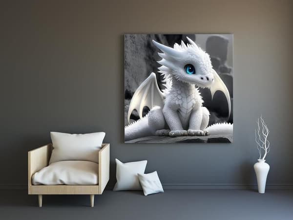 Bomclap 5D valkoinen lohikäärmeen timanttimaalaus – pyöreä täyspora timanttimaalaus 35×35cm