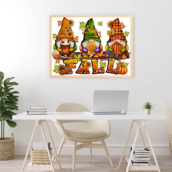 Bomclap 5D tonttu timanttimaalaus syksy – täysi pora timanttimaalaus kotiin 30×40cm