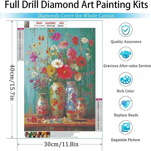 Bomclap 5D Flower Diamond Painting – Blommor DIY Diamanttavla Full Borr 30×40cm