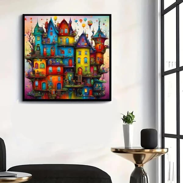 Bomclap 5D landskab diamantmaleri - Hus DIY diamantmaleri fuld boremaskine 30×30cm