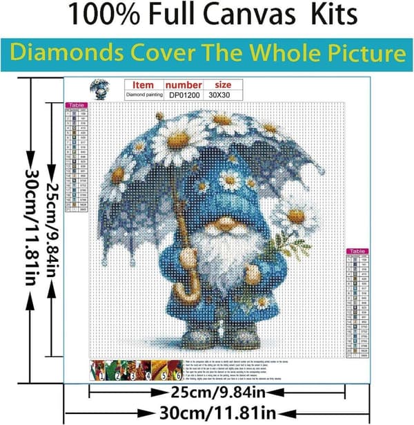 Bomclap 5D Gnome Diamond Painting Daisy - DIY Diamant Maleri Rund Drill 30×30cm