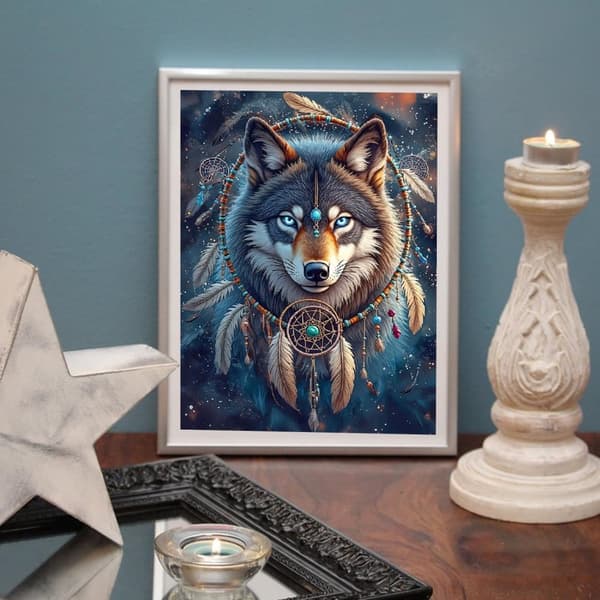 Bomclap 5D Varg Diamond Painting – Dreamcatcher Diamanttavla för Nybörjare 30×40cm