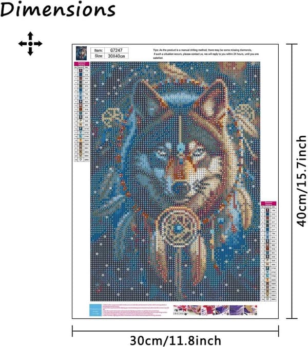 Bomclap 5D Varg Diamond Painting – Dreamcatcher Diamanttavla för Nybörjare 30×40cm