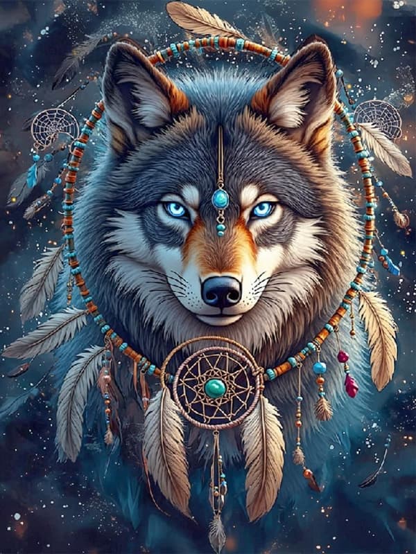 Bomclap 5D Varg Diamond Painting – Dreamcatcher Diamanttavla för Nybörjare 30×40cm