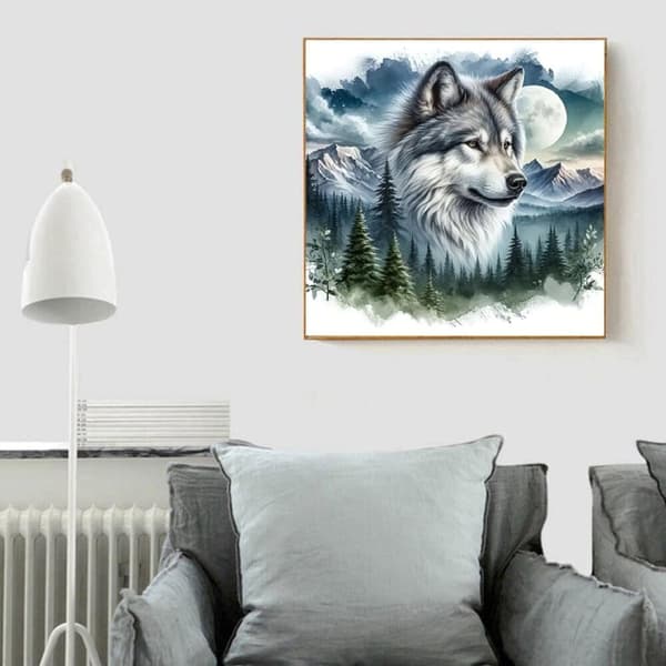 Bomclap 5D Skovulv Diamant Urskive – Landskab Diamantmaleri Rund Boremaskine 35×35cm