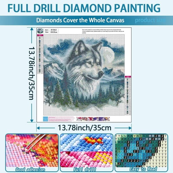 Bomclap 5D Skovulv Diamant Urskive – Landskab Diamantmaleri Rund Boremaskine 35×35cm