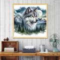Miniatyrbillede 6 af 7: Bomclap 5D Skovulv Diamant Urskive – Landskab Diamantmaleri Rund Boremaskine 35×35cm