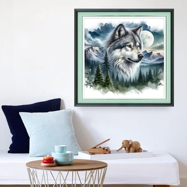 Bomclap 5D Skovulv Diamant Urskive – Landskab Diamantmaleri Rund Boremaskine 35×35cm