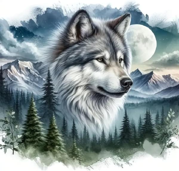 Bomclap 5D Skovulv Diamant Urskive – Landskab Diamantmaleri Rund Boremaskine 35×35cm