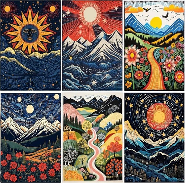 Bomclap Diamond Painting 6 kpl – 5D-timanttimaalaus Kokopora Maisema & Abstrakti (30x40 cm)