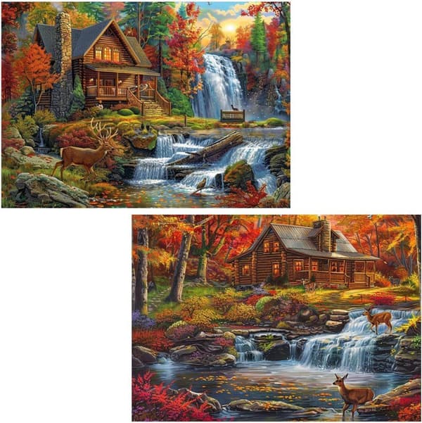 Bomclap Timanttimaalaus 2 kpl – 5D Timanttimaalaus Metsämaisema (30x40 cm)