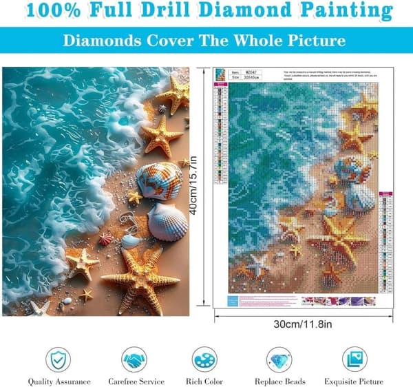 Bomclap Diamond Painting 2-pack – 5D Diamantmålning för Vuxna Strandmotiv (30x40 cm)