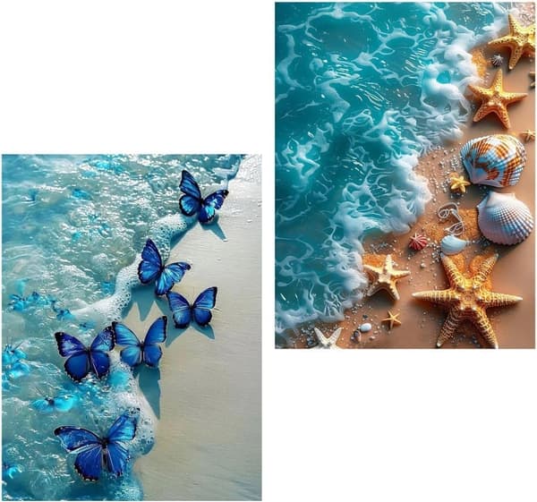Bomclap Diamond Painting 2-pack – 5D Diamantmålning för Vuxna Strandmotiv (30x40 cm)
