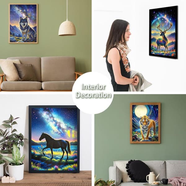 Bomclap Diamond Painting 6 kpl – 5D-timanttimaalaus pyöreät kappaleet Full Drill (30x40 cm) Eläinaihe