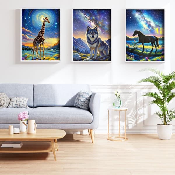 Bomclap Diamond Painting 6 kpl – 5D-timanttimaalaus pyöreät kappaleet Full Drill (30x40 cm) Eläinaihe