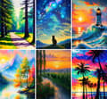 Miniatyrbild 1 av 8: Bomclap Diamond Painting 6-pack – 5D Diamantmålning Full Drill Landskap (30x40 cm)