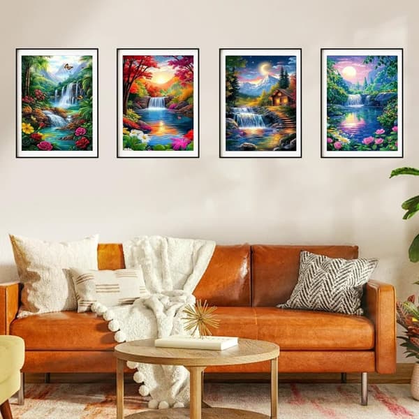 Bomclap Diamond Painting 4 kpl – 5D timanttimaalaus täyspora maisema (30x40 cm)