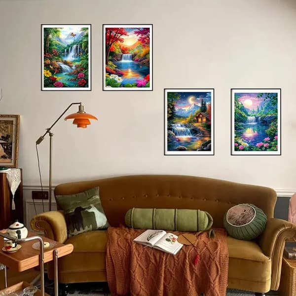 Bomclap Diamond Painting 4 kpl – 5D timanttimaalaus täyspora maisema (30x40 cm)