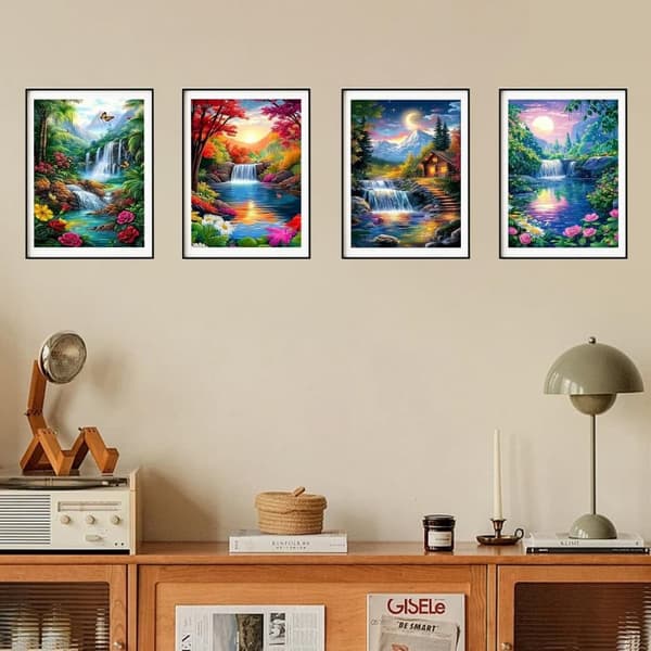 Bomclap Diamond Painting 4 kpl – 5D timanttimaalaus täyspora maisema (30x40 cm)