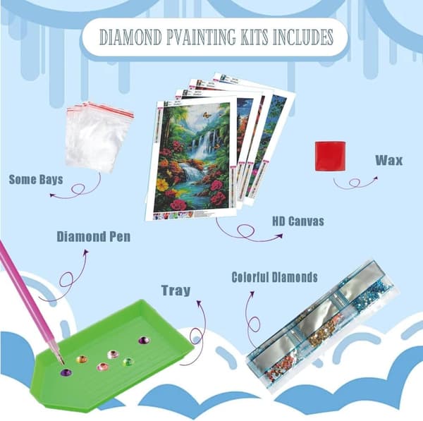 Bomclap Diamond Painting 4 kpl – 5D timanttimaalaus täyspora maisema (30x40 cm)