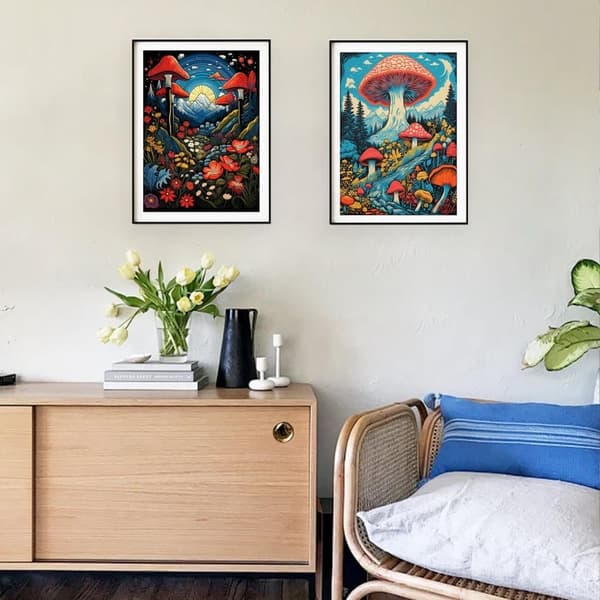 Bomclap Diamond Painting 2 kpl – 5D timanttimaalaus sieniaihe täysi pora (30x40 cm)
