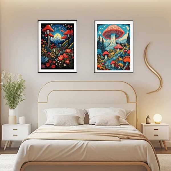 Bomclap Diamond Painting 2 kpl – 5D timanttimaalaus sieniaihe täysi pora (30x40 cm)