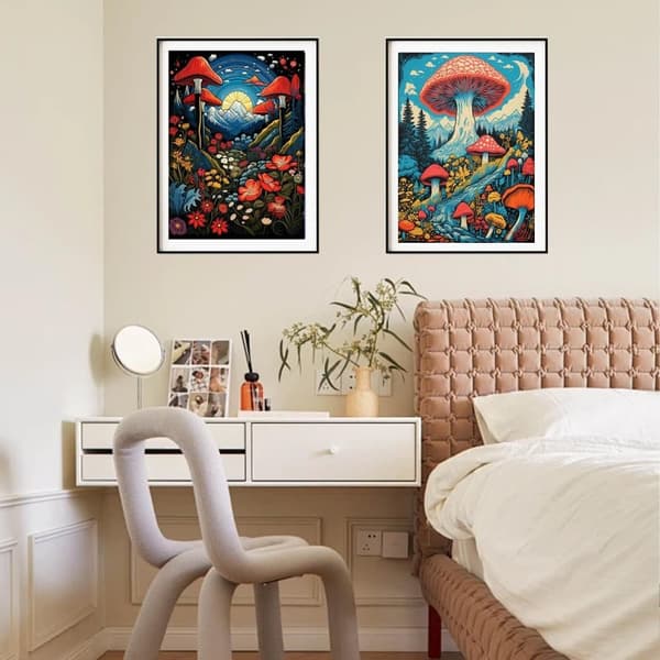 Bomclap Diamond Painting 2 kpl – 5D timanttimaalaus sieniaihe täysi pora (30x40 cm)