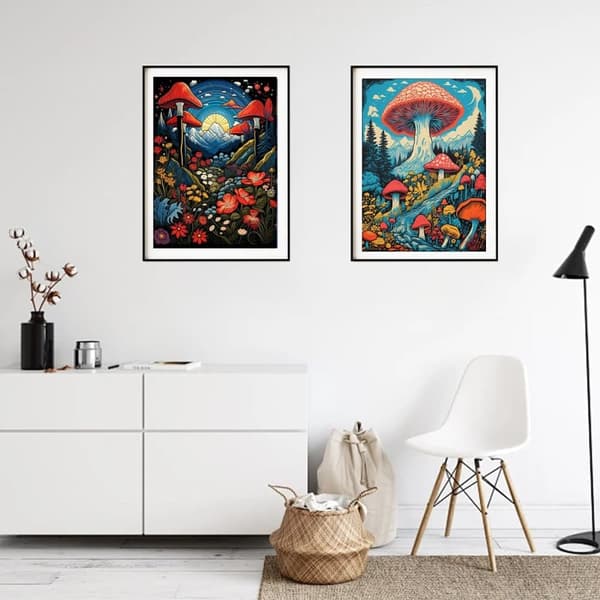 Bomclap Diamond Painting 2 kpl – 5D timanttimaalaus sieniaihe täysi pora (30x40 cm)