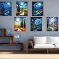Miniatyrbillede 6 af 6: OBOSOE Diamond Painting 6-pak – 5D diamantmaleri 30x40cm Van Gogh landskabsbor