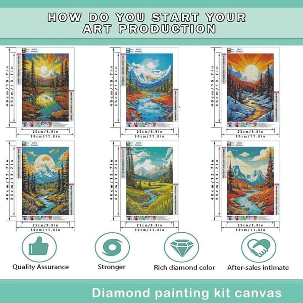 OBOSOE Diamond Painting 6-pak – 5D Diamantmaleri 30x40cm Landskabsbor
