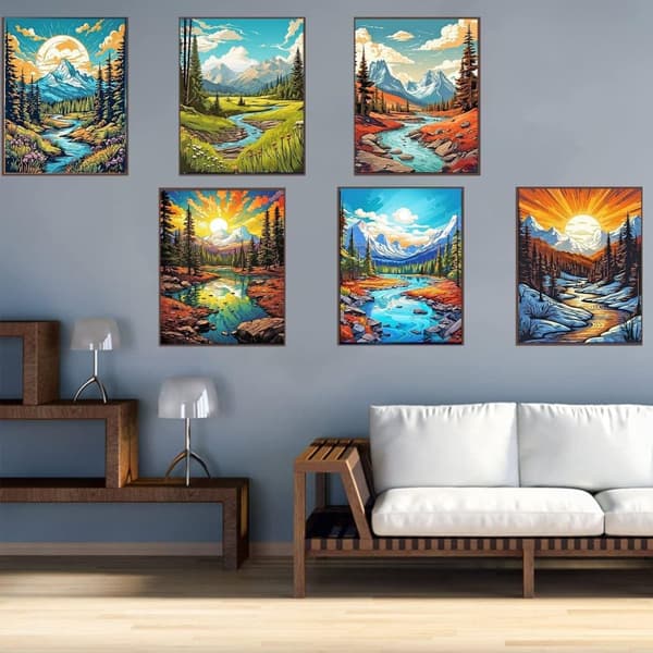 OBOSOE Diamond Painting 6-pak – 5D Diamantmaleri 30x40cm Landskabsbor