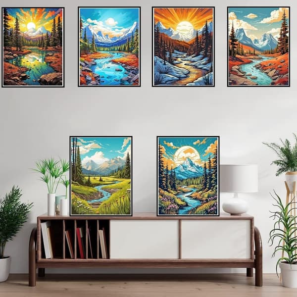 OBOSOE Diamond Painting 6-pak – 5D Diamantmaleri 30x40cm Landskabsbor
