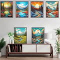 Miniatyrbillede 6 af 6: OBOSOE Diamond Painting 6-pak – 5D Diamantmaleri 30x40cm Landskabsbor