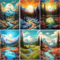 Miniatyrbillede 1 af 6: OBOSOE Diamond Painting 6-pak – 5D Diamantmaleri 30x40cm Landskabsbor