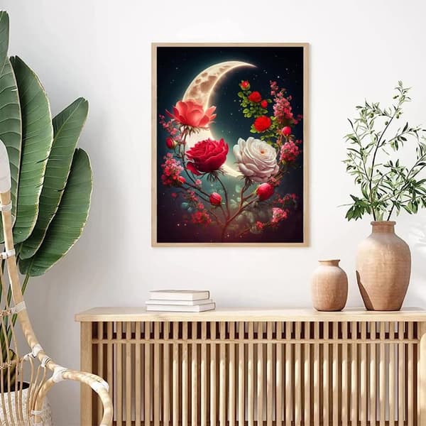 Bomclap Diamant malesæt til voksne – Måne & Blomst, Rose & Træ Motiv