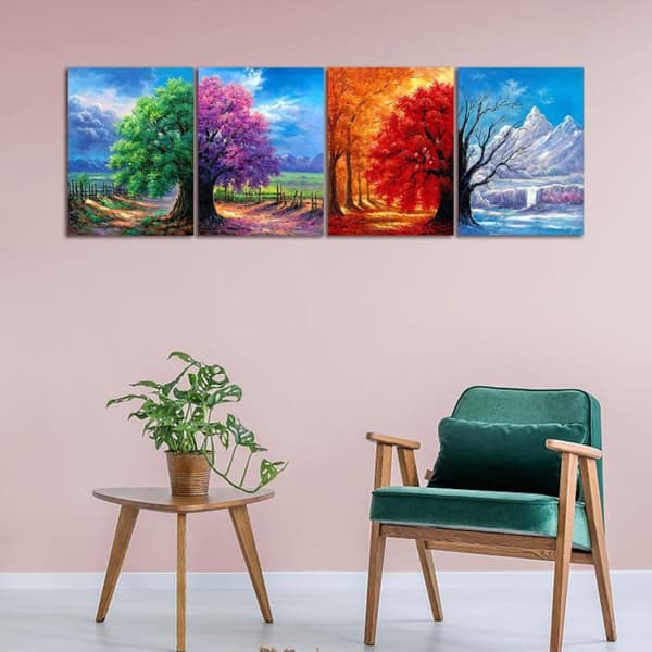 OBOSOE Diamond Painting 4 kpl – 5D timanttimaalaus kausipuun täysi pora 30x40cm