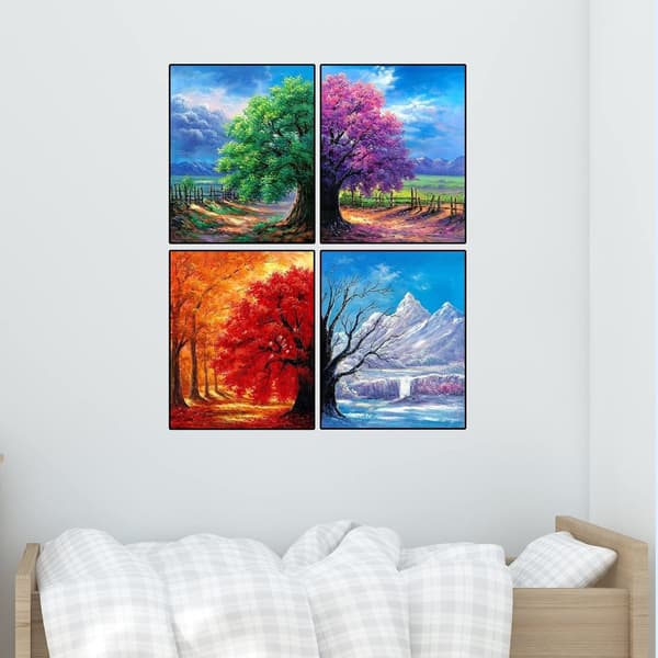 OBOSOE Diamond Painting 4 kpl – 5D timanttimaalaus kausipuun täysi pora 30x40cm
