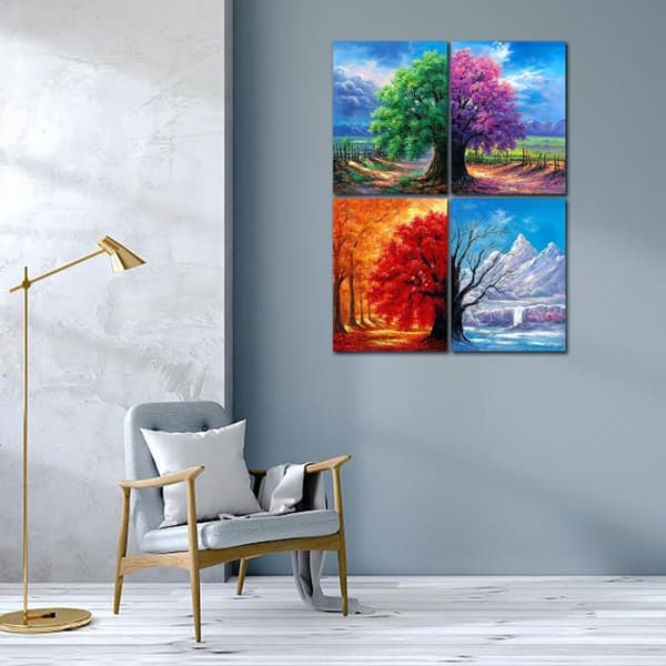 OBOSOE Diamond Painting 4 kpl – 5D timanttimaalaus kausipuun täysi pora 30x40cm