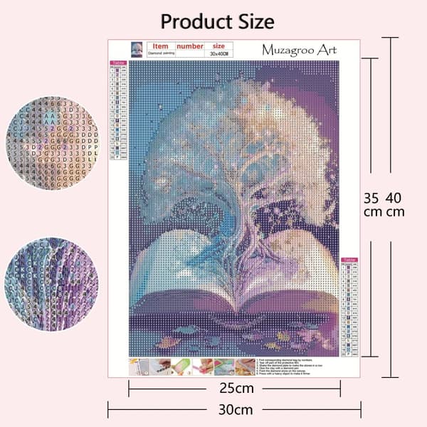 OBOSOE Diamond Painting 4-pack – 5D Diamantmålning 30x40cm Livets Träd Full Drill