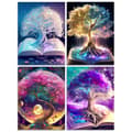 Miniatyrbild 1 av 7: OBOSOE Diamond Painting 4-pack – 5D Diamantmålning 30x40cm Livets Träd Full Drill