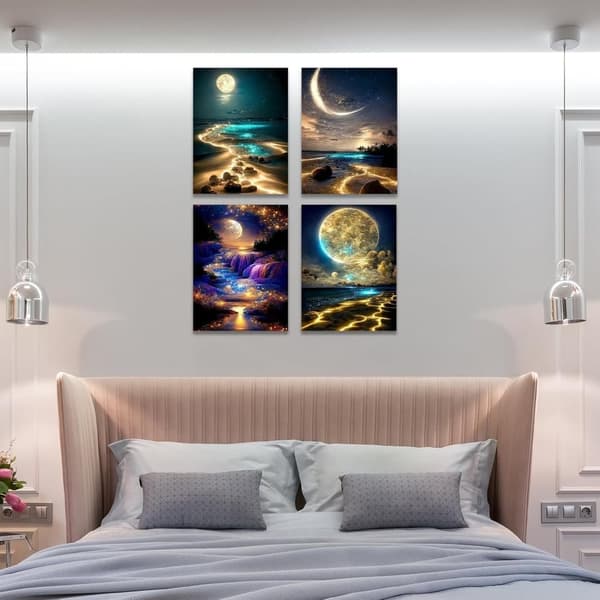 OBOSOE Diamond Painting 4 kpl – 5D Timanttimaalaus 30x40cm Kuu & Taide Aihe Täysi pora