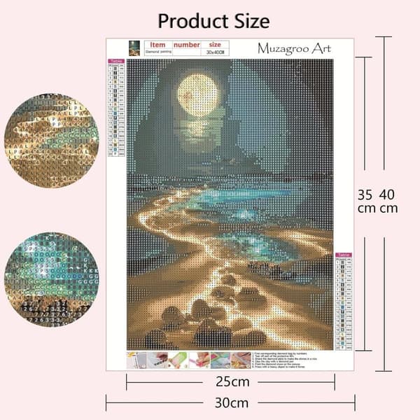 OBOSOE Diamond Painting 4 kpl – 5D Timanttimaalaus 30x40cm Kuu & Taide Aihe Täysi pora