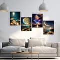 Pikkukuva 1 / 7: OBOSOE Diamond Painting 4 kpl – 5D Timanttimaalaus 30x40cm Kuu & Taide Aihe Täysi pora